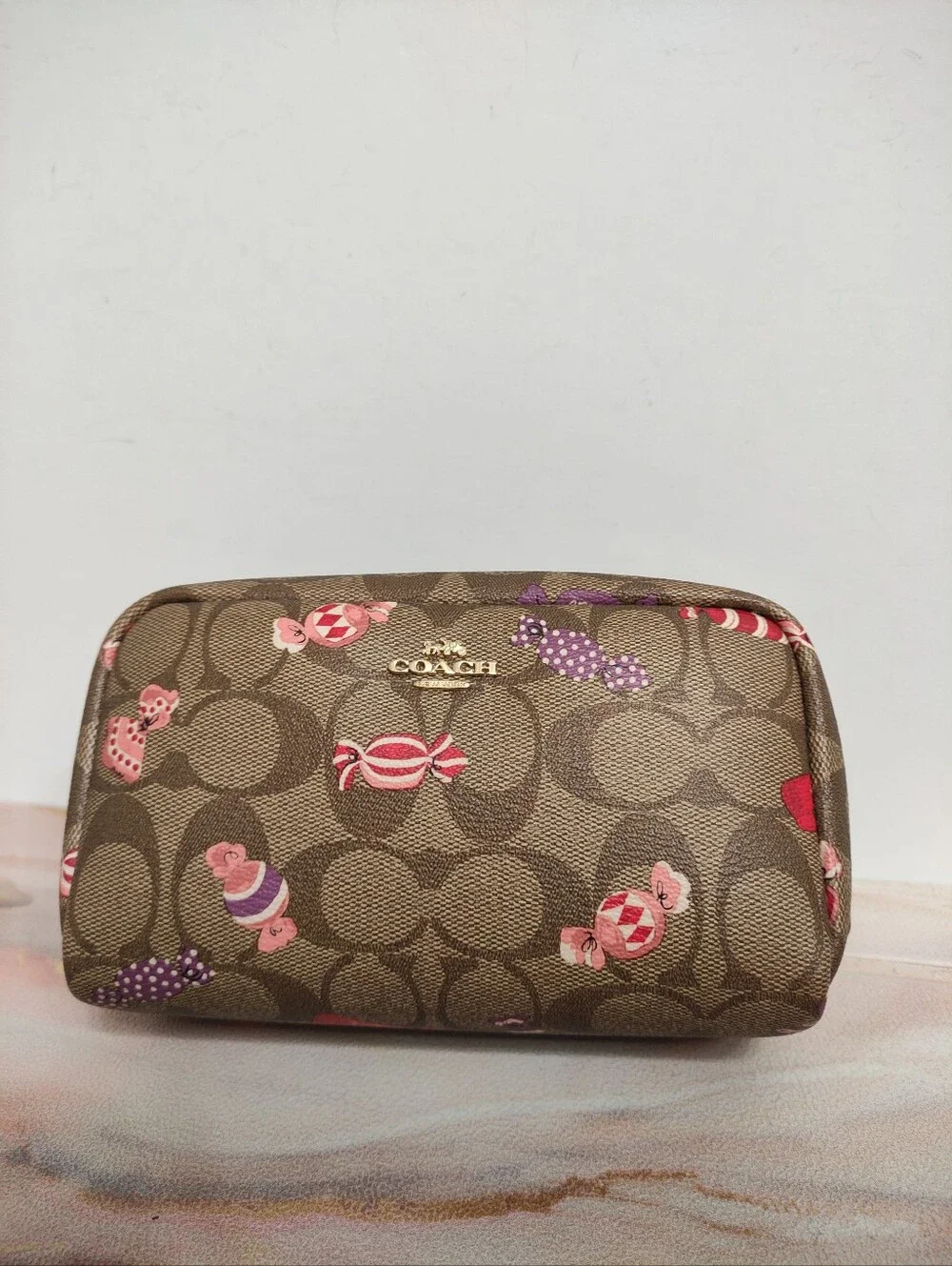 Coach C1388 Small Boxy Cosmetic Case In Signature Canvas With Candy Print